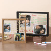 Double-Sided Glass Photo Frame with DIY Art Kit, Desktop Display for Photos and Drawings