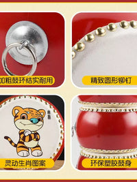 Sheepskin Drum Toddler Musical Toy with Zodiac Animal Design, Educational Hand Drum for Babies and Kids
