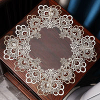 Lace Dust Cover Tablecloth for Nightstands and Small Tables, European Style Decorative Square Mat