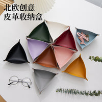 Nordic Style PU Leather Triangular Storage Tray for Keys, Jewelry, and Desktop Organization