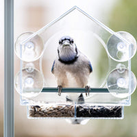 House-Shaped Acrylic Bird Feeder for Outdoor Use