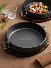 Cast Iron Sukiyaki Pot with Double Handles - Uncoated Japanese-Style Skillet for Commercial and Home Use