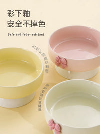 Elevated Ceramic Pet Bowl for Cats and Small Dogs - Tilted Wide Mouth Food and Water Dish