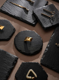 Black Slate Jewelry Display Tray for Necklace and Ring Photography Props