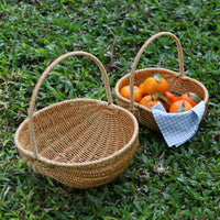 Handwoven Watermelon Basket Wicker Picnic Shopping Basket Fruit Picking Hamper