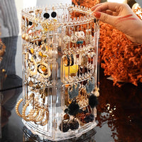 Rotating Dustproof Jewelry Organizer with Multiple Tiers for Rings, Earrings, and Necklaces