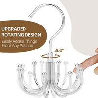 Multi-functional Scarf Hanger with 8-Claw Rotating Hooks, Non-slip Tie Belt Organizer for Wardrobe and Hotel