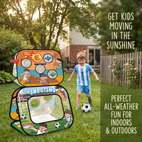 4-in-1 Foldable Kids Soccer Goal Set with Bean Bag Toss, Indoor/Outdoor Toy