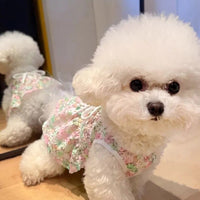 Pet Dog Cat Cherry Blossom Princess Dress for Small Breeds