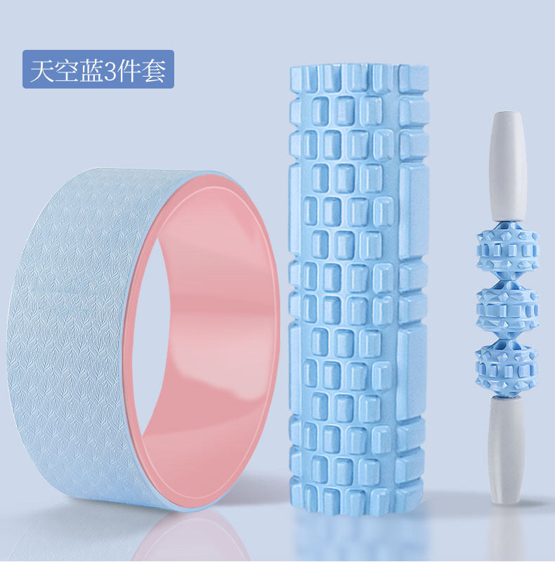 Yoga Wheel Foam Roller Massage Stick Set for Muscle Relaxation Back Bending Leg Slimming Fitness