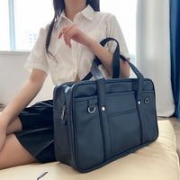 PU Leather JK Uniform Large Capacity Shoulder Bag for High School Students