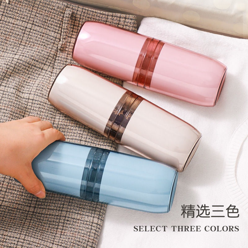 Portable Travel Toothbrush Toothpaste Storage Case with Mouthwash Cups