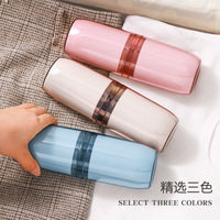 Portable Travel Toothbrush Toothpaste Storage Case with Mouthwash Cups