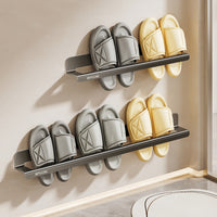Stainless Steel Wall-Mounted Slipper Rack for Bathroom, Punch-Free Shoe Organizer