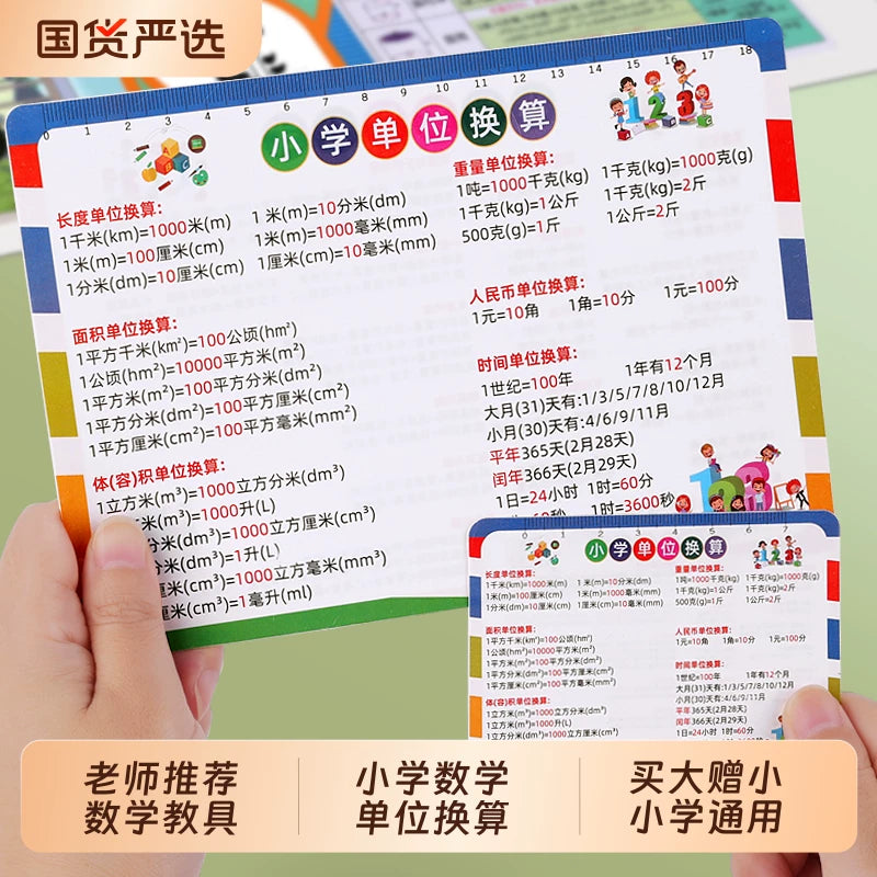 Elementary Math Formula and Conversion Flashcards for Grades 2-4