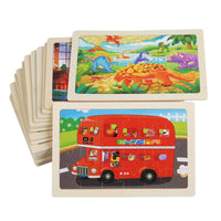 24-Piece Wooden Cartoon Animal & Dinosaur Jigsaw Puzzles for Kids, Educational Toy for Boys and Girls