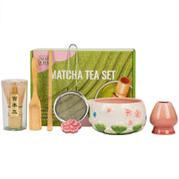 Hand-Painted Ceramic Matcha Tea Ceremony Set with Bamboo Whisk and Bowl