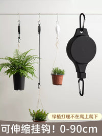 Retractable Plant Pulley Hanger for Indoor & Outdoor Hanging Baskets, Adjustable Heavy Duty Plant Hooks for Balcony, Garden, Porch