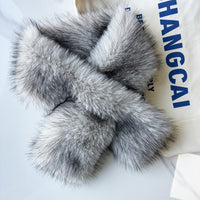 Faux Fox Fur Scarf Winter Thick Double-Sided Plush Neck Warmer