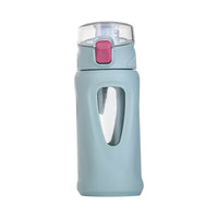 High-Temperature Resistant Glass Water Bottle with Bounce Lid - Large Capacity for Students, Sports, and Office