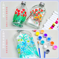 DIY Hand-Painted Glass Bottle Craft Kit for Kids - Creative Flower Vase or Lucky Star Bottle Gift