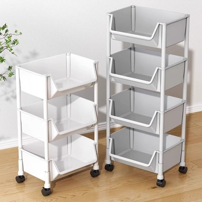 Multi-layer Rolling Storage Cart for Desk, Dorm, Bedroom, or Bedside