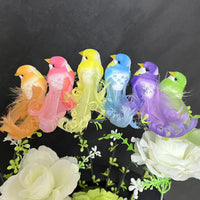 Artificial Feathered Curly Bird Ornament, Foam Craft Accessory, 14cm