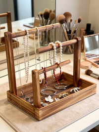 Solid Wood Jewelry Box Display Stand Multi-layer Storage Organizer for Earrings Bracelets Necklaces