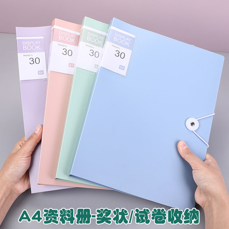 A4 Morandi 30-Page Document Folder Waterproof Transparent Student Certificate Test Paper Organizer