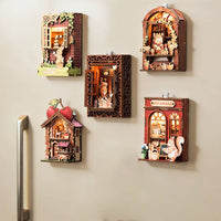 DIY Wooden Refrigerator Magnet Building Blocks with LED Light - Creative Miniature Model Kit