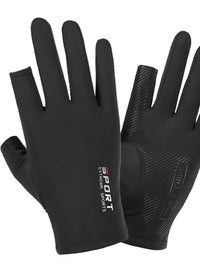 Ice Silk Two-Finger Sun Protection Fishing Cycling Gloves for Outdoor Sports