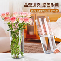 Acrylic Shatterproof Flower Vase for Living Room Decor, Transparent Hydroponic Plant Container, Luxury Style