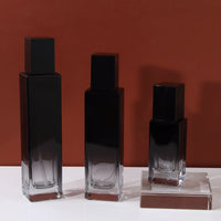 Refillable Black Glass Lotion and Cream Dispenser Bottles with Pump for Travel