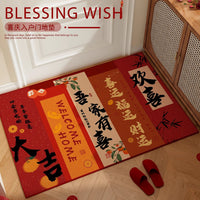 Red Auspicious Welcome Doormat for New Home Entryway