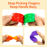 Silicone Sensory Stones Fidget Toy Set with Suction Cups, Multi-Color Textured Sensory Strips for Stress Relief