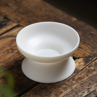 Mutton Fat Jade White Porcelain Tea Infuser and Strainer Set with Holder