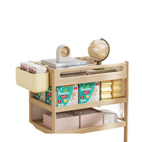 Solid Wood Baby Changing Table with Massage and Bath Function, Mobile Newborn Crib