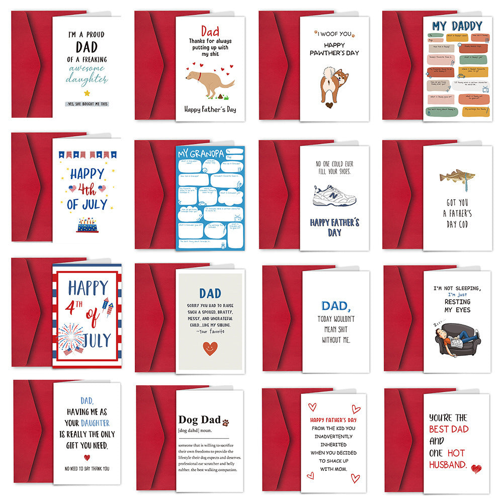 Funny Father's Day Greeting Card with Envelope, Humorous Dad Birthday Gift Cartoon Card