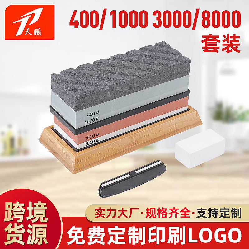 Double-Sided Whetstone Set for Kitchen Knives and Outdoor Tools with Base and Accessories
