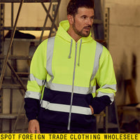 Men's Reflective Striped Fleece Hoodie Workwear