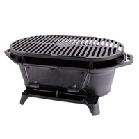 Taurus Cast Iron BBQ Grill with Grate, Large Charcoal Fire Pit for Outdoor Camping and Picnics