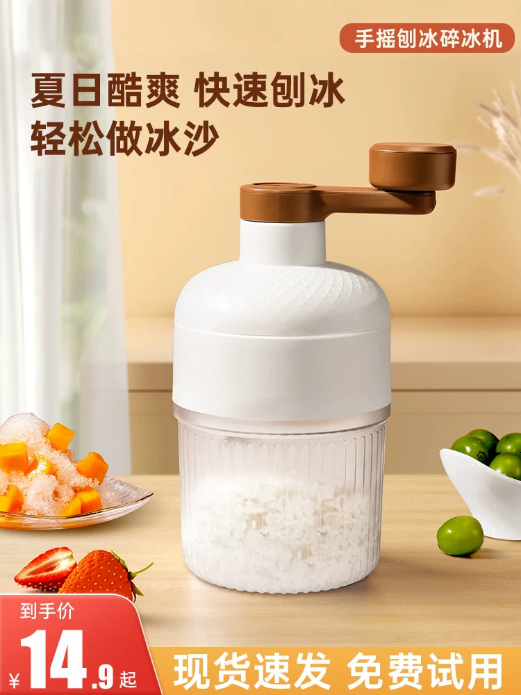 Manual Ice Shaver Machine for Home Use, Portable Hand-Crank Ice Crusher for Shaved Ice and Slushies