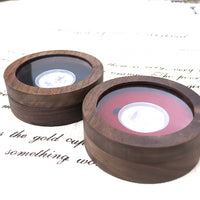 Round Window Acrylic Coin Display Case with Solid Wood Storage Box for Medals and Commemorative Coins