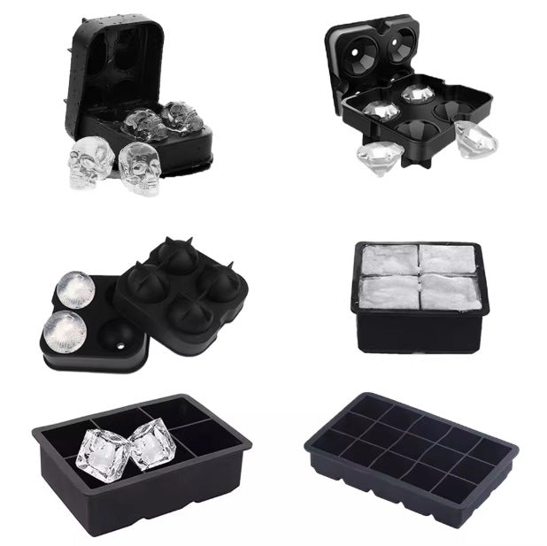 Silicone Ice Cube Trays with Lids, Sphere and Square Molds for Cocktails, Whiskey, and DIY Crafts