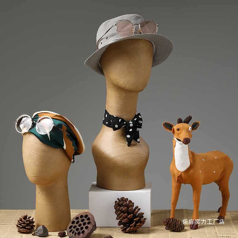 Vintage Mannequin Head Hat Display Stand for Retail Store and Home Organization