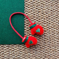 Dollhouse Miniature Christmas Knitted Heart Gloves Doll Ornament