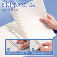 B5 Notebook Card Holder Refillable Loose-Leaf Paper A5 Lined Pages with Buckle, Thickened Universal Replacement
