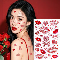 Valentine's Day Heart Lip & Diamond Face Stickers for Festive Makeup