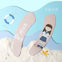 Washable Toilet Seat Cushion, Cartoon Hand-Painted Japanese Style Couple Toilet Seat Cover, Adhesive Waterproof Toilet Sticker Pad