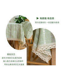 Light Green Cotton Linen Tablecloth for Dining Table, Japanese Style Rectangular Desk Cover, Fresh Tea Table Cloth